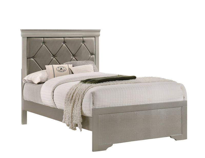 Amalia Champagne Silver Twin Panel Bed