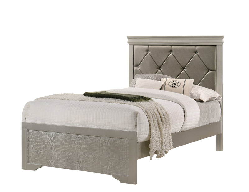 Amalia Champagne Silver Panel Youth Bedroom Set