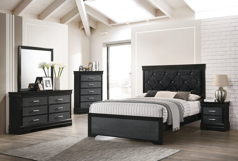 Amalia Black Queen Panel Bed