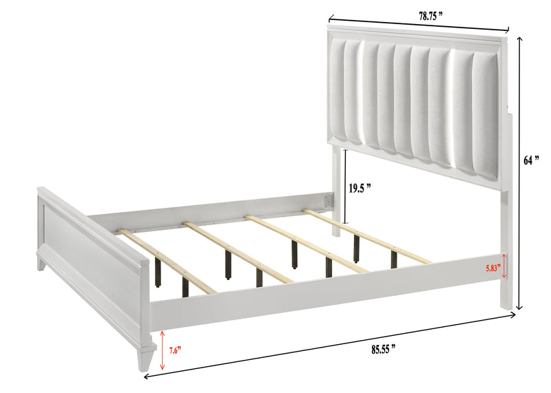 Cressida White King Upholstered LED Panel Bed