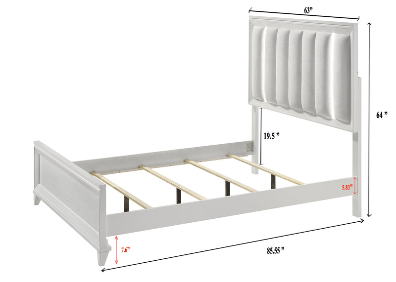 Cressida White Queen Upholstered LED Panel Bed