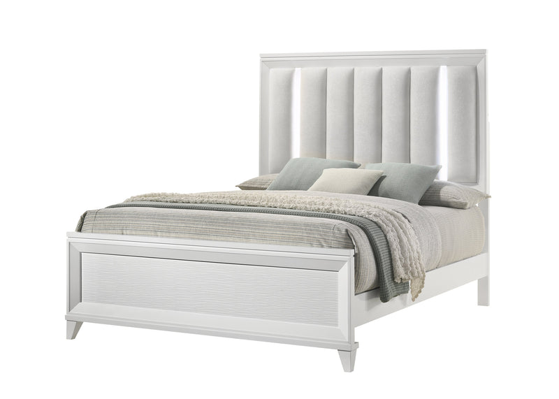 Cressida White Upholstered LED Panel Bedroom Set