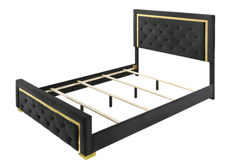 Pepe Black/Gold Panel Upholstered Bedroom Set