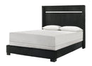 Gennro Black Corduroy Upholstered Panel Bedroom Set