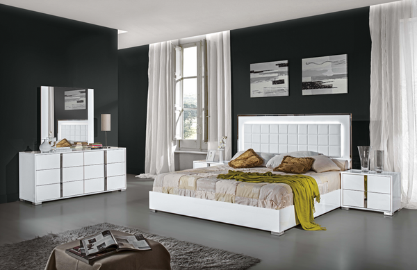 Alice Gloss White king Bedroom Set - Eve Furniture