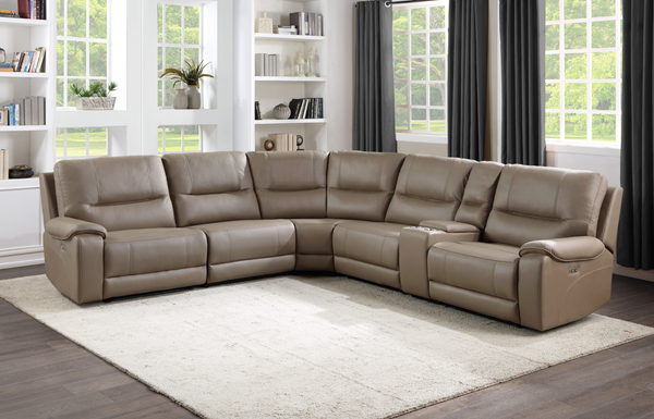 LeGrande Taupe 6-Piece Modular Power Reclining Sectional