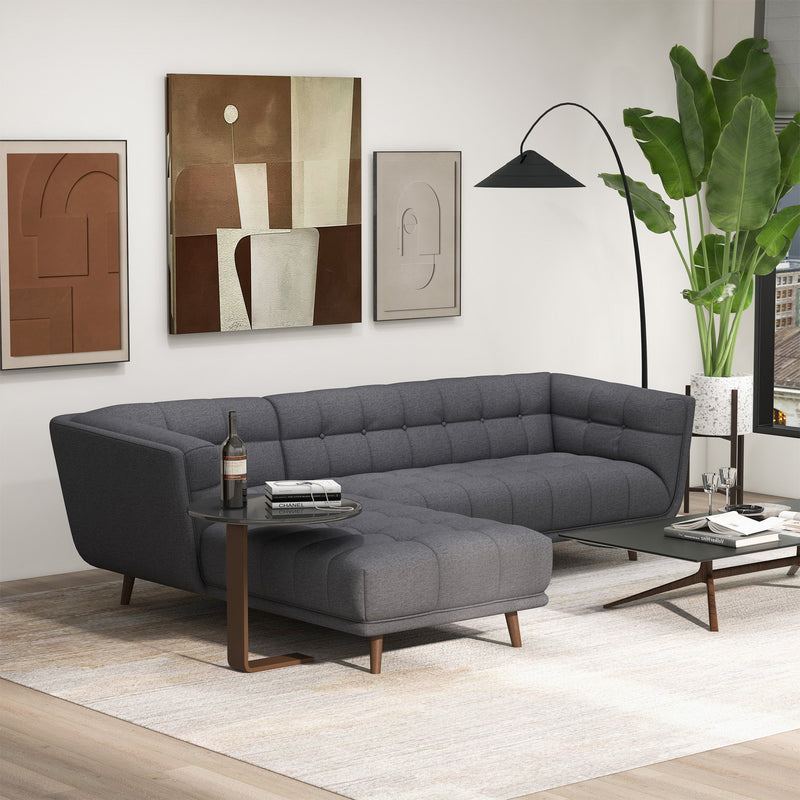 Kano Ash Gray Fabric LAF Chaise Sectional