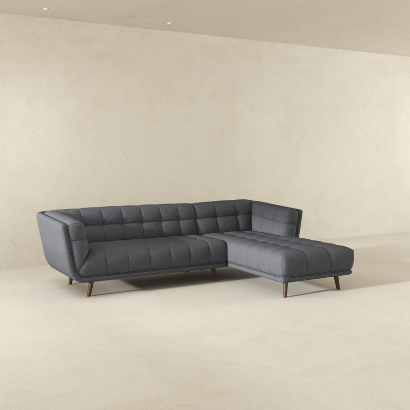 Kano Ash Gray Fabric RAF Chaise Sectional