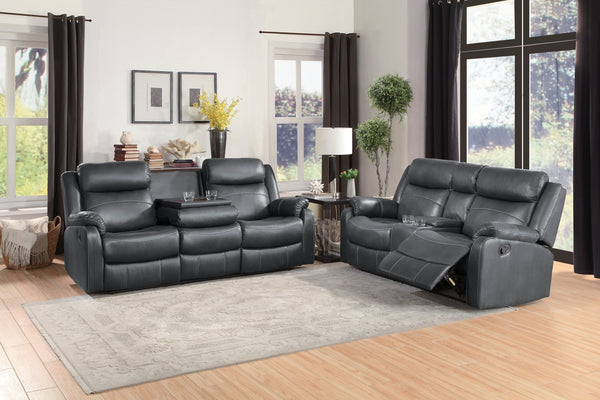 Yerba Gray Microfiber Double Reclining Sofa And Loveseat Set