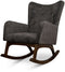 Alistair Grey Linen Solid Wood Rocking Chair