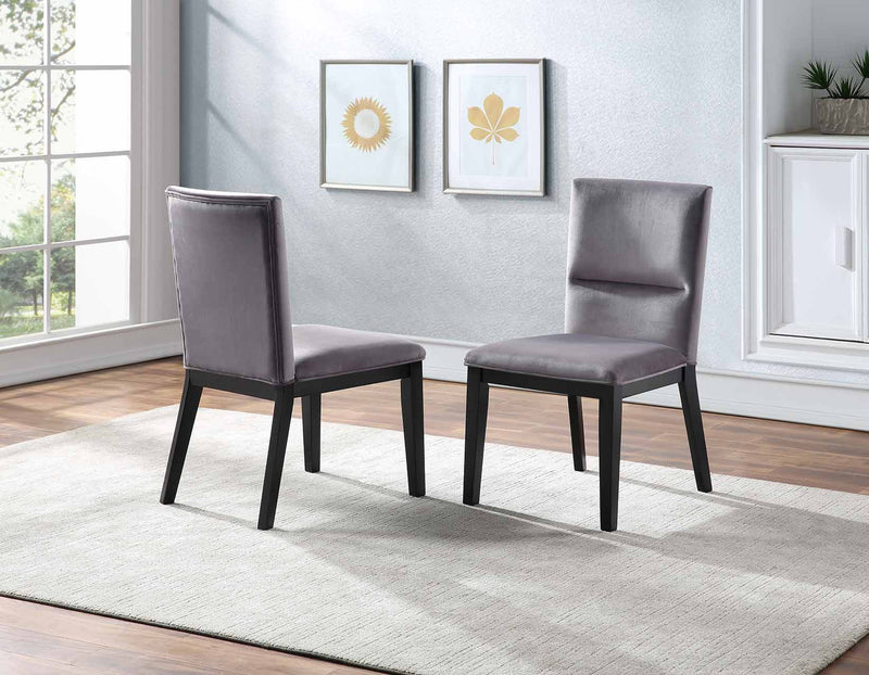 Amalie Side Chair, Grey Velvet, Set of 2