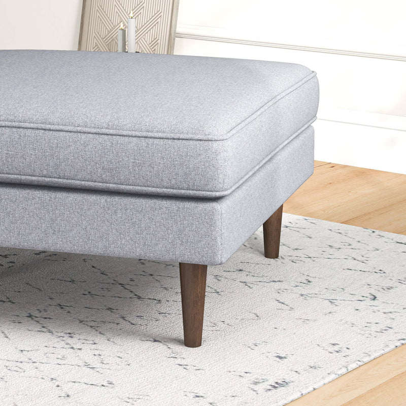 Fordham Dark Grey Linen Square Upholstered Ottoman