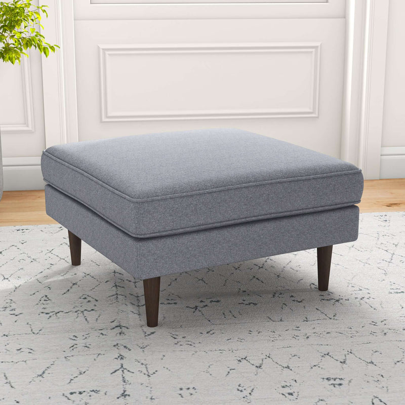 Fordham Dark Grey Linen Square Upholstered Ottoman