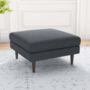 Fordham Light Grey Linen Square Upholstered Ottoman