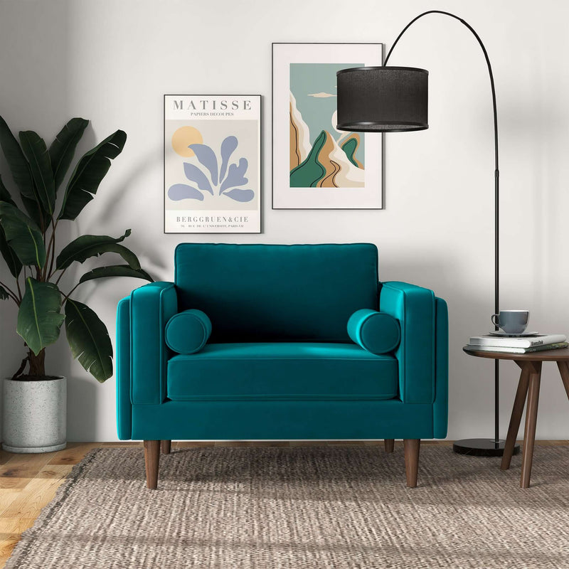 Fordham Teal Velvet Lounge Chair