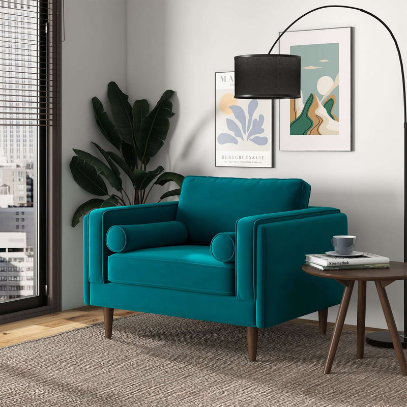 Fordham Teal Velvet Lounge Chair