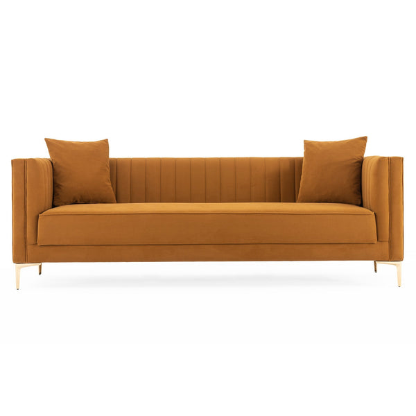 Kendra Cognac Velvet Sofa