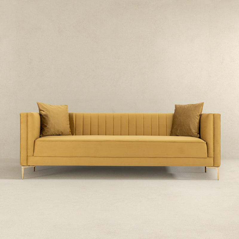 Kendra Yellow Mustard Velvet Sofa