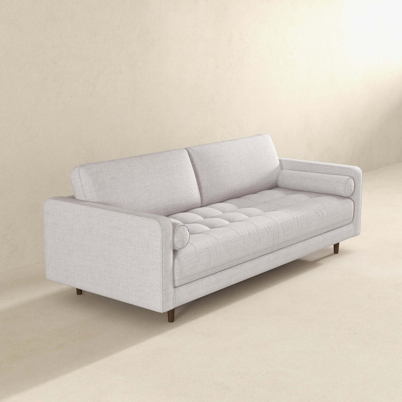 Daphne Light Grey Pillow Back Fabric Sofa