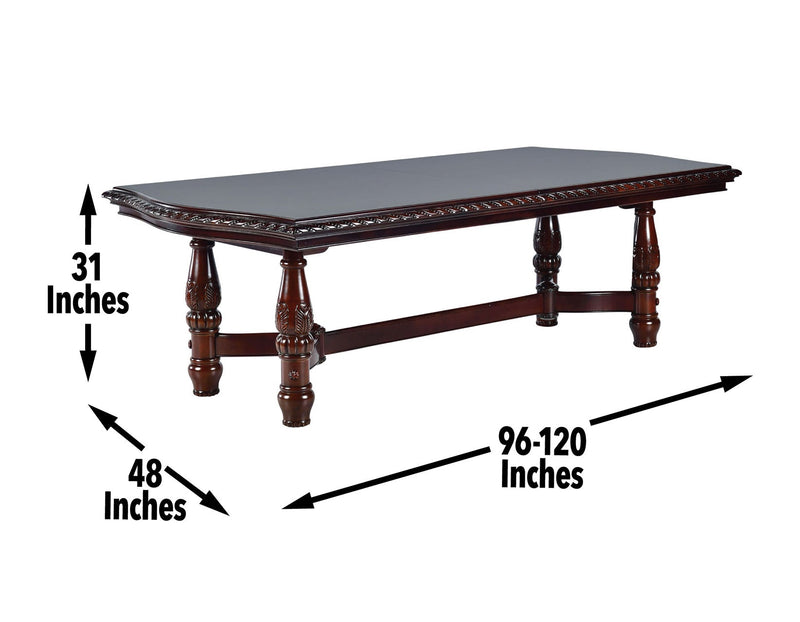 Antoinette 96-120 inch Pedestal Dining Table w/24″ Leaf