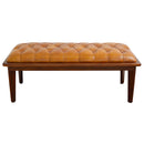 Arden Tan Leather Buttoned Bench