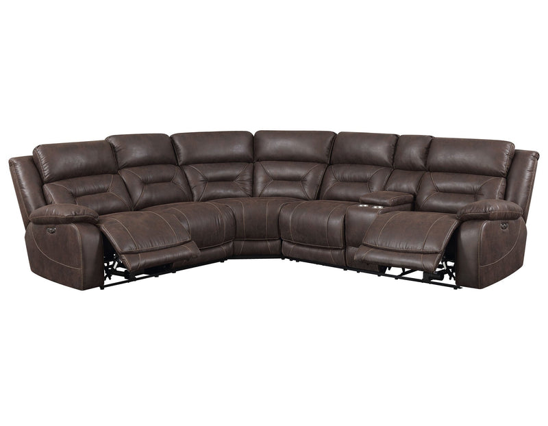 Aria 3-Piece Dual-Power Reclining Sectional, Saddle Brown