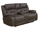 Aria Dual-Power Reclining Console Loveseat, Saddle Brown