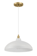 Astral Single Light White Pendant Lamp with Golder Brass Finish for Entrance Kitchen Island 14"D × 8"H