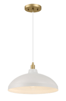 Astral Single Light White Pendant Lamp with Golder Brass Finish for Entrance Kitchen Island 14"D × 8"H