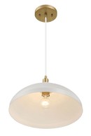 Astral Single Light White Pendant Lamp with Golder Brass Finish for Entrance Kitchen Island 14"D × 8"H