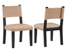 Aubrey Side Chair, Camel Vegan Leather  with Black wood finish