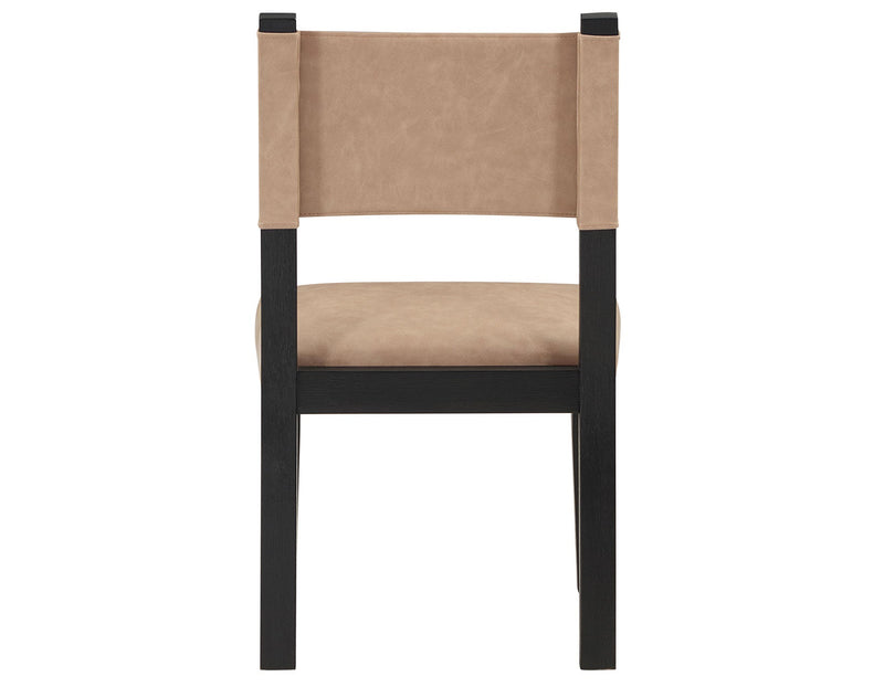 Aubrey Side Chair, Camel Vegan Leather  with Black wood finish