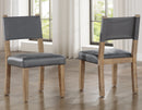 Aubrey Side Chair, Gray Vegan Leather  with Driftwood wood finish