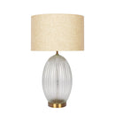 Aurora Ribbed Glass Lamp Base Clear Table Lamp Large Linen Shade