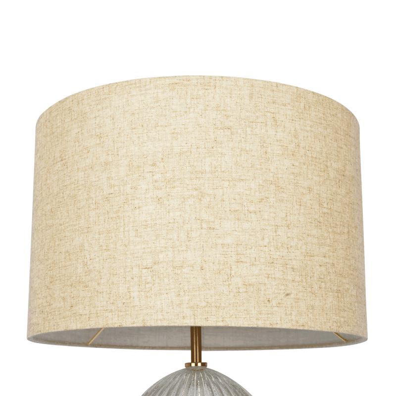 Aurora Ribbed Glass Lamp Base Clear Table Lamp Large Linen Shade