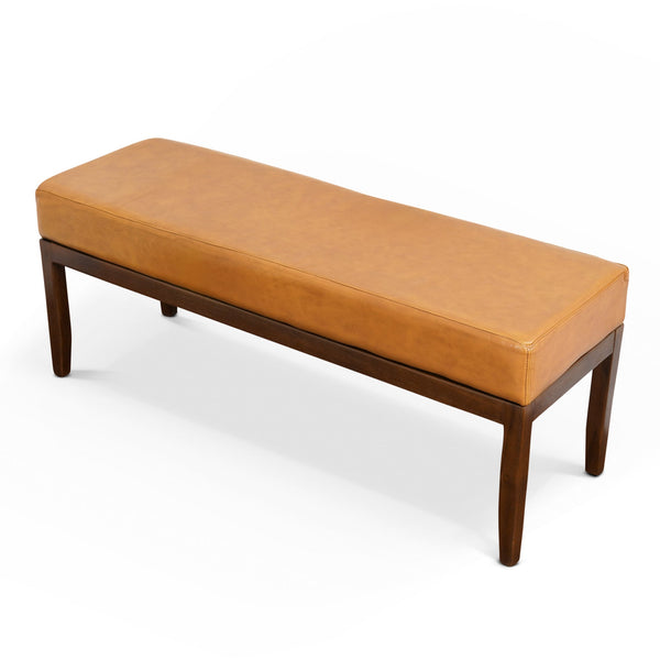 Austin Antique Tan Leather Bench without Lines