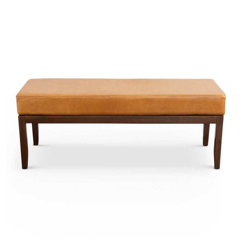 Austin Antique Tan Leather Bench without Lines