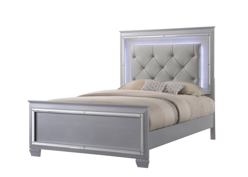 Lillian Silver LED Upholestered Bedroom Set