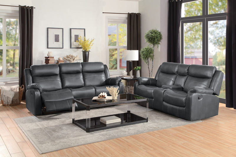 Yerba Gray Microfiber Double Reclining Sofa And Loveseat Set