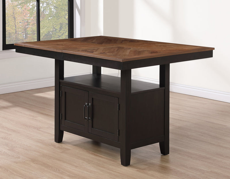 Bermuda 60-80″ Storage Counter Table with 20″ Leaf