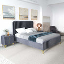 Bethany Velvet Upholstered Platform Bed Queen / Cognac