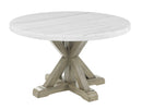 Carena 52-inch Round White Marble Top Table