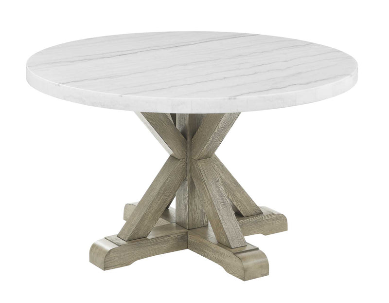 Carena 52-inch Round White Marble Top Table