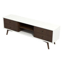 Caroline Mid Century Modern Style Walnut White TV Stand up to 72"