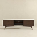 Caroline Mid Century Modern Style Walnut White TV Stand up to 72"