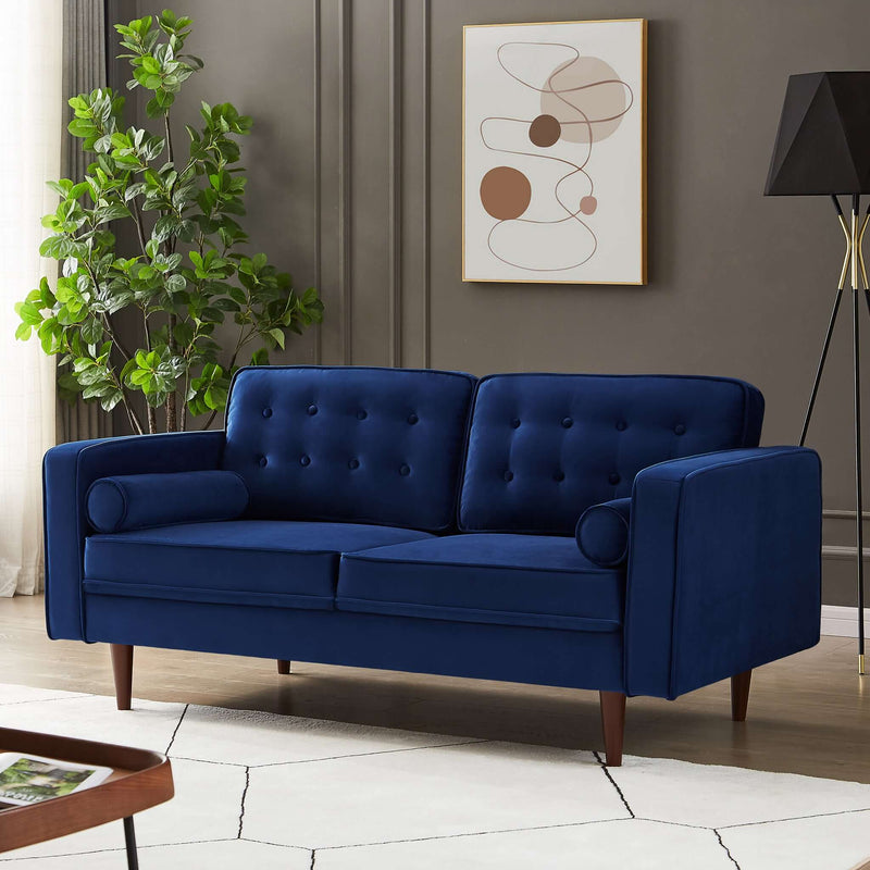 Casey Velvet Loveseat Blue