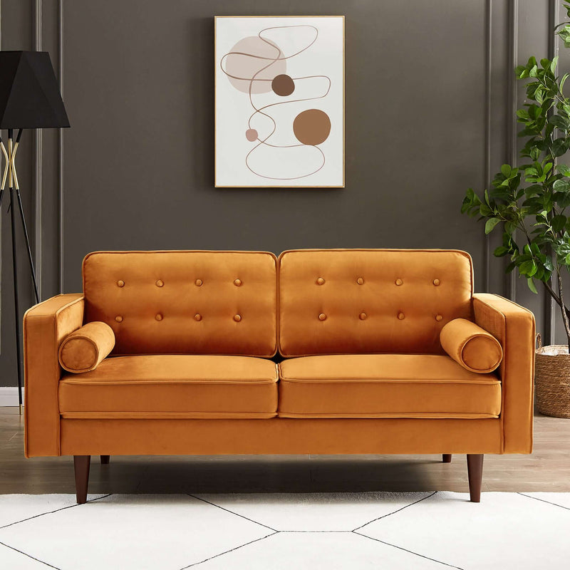 Casey Velvet Loveseat Dark Yellow