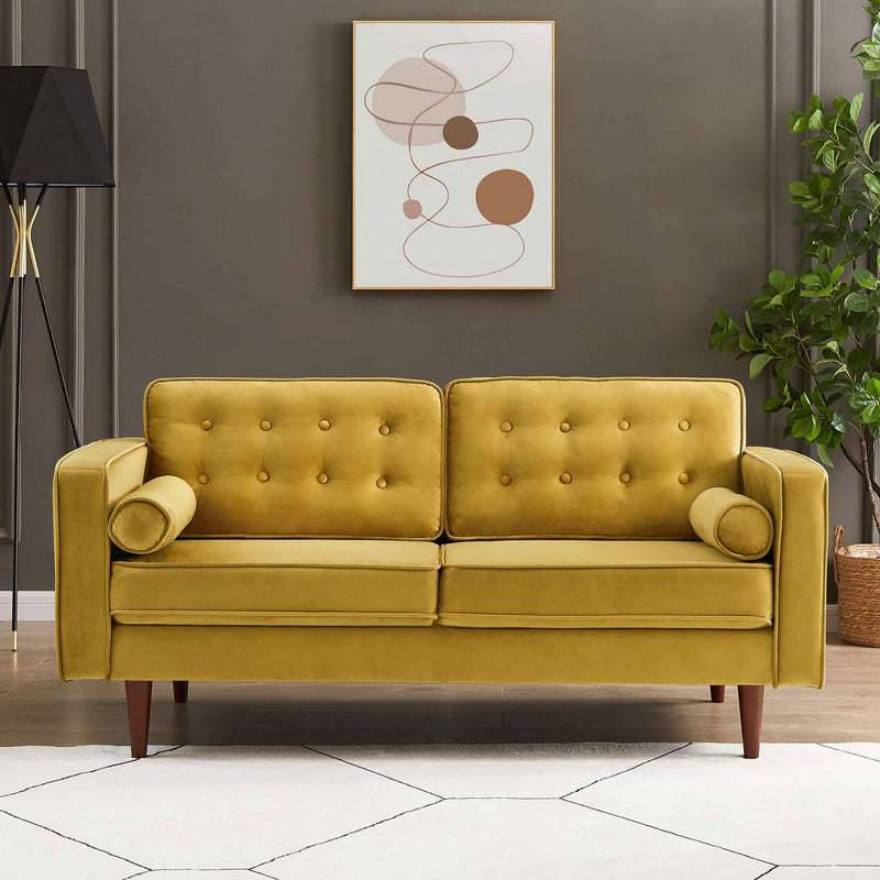 Casey Velvet Loveseat Dark Yellow