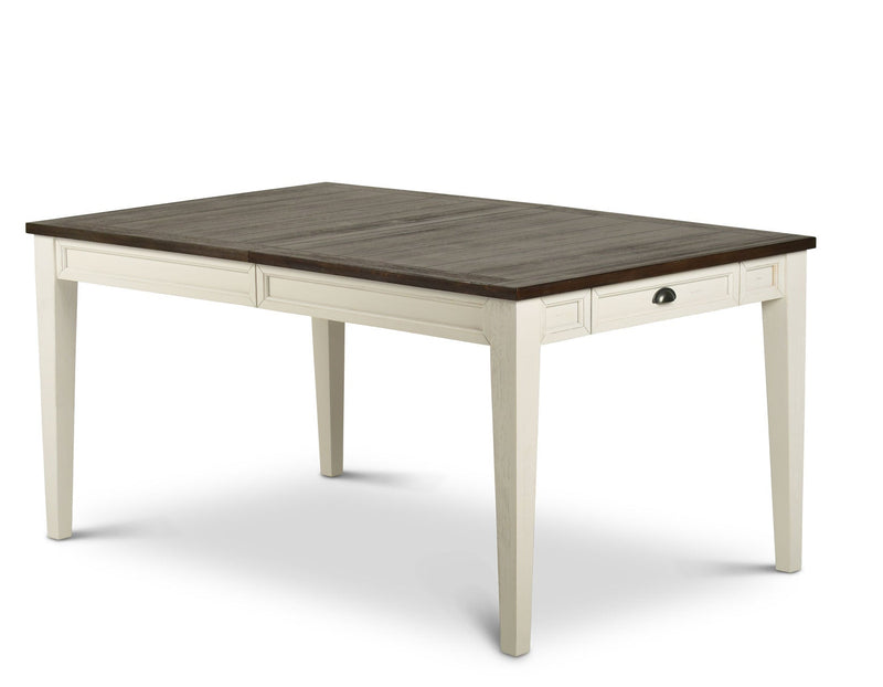 Cayla 64-80 inch Table w/16″ Leaf – Dark Oak& White