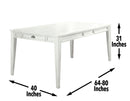 Cayla  64-80 inch Table w/16″ Leaf, White